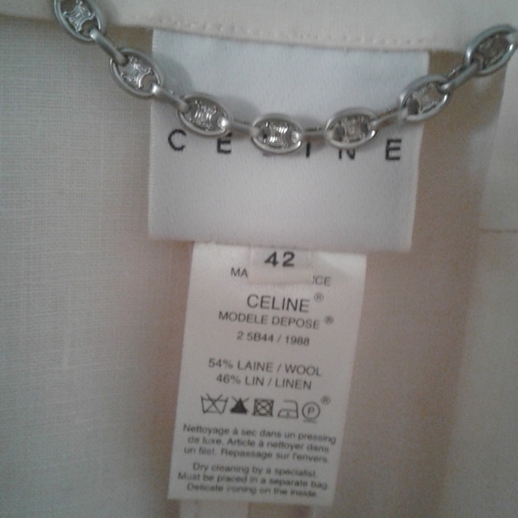 Celine Collarless Jacket Seashell 42 - Picture 3 of 5